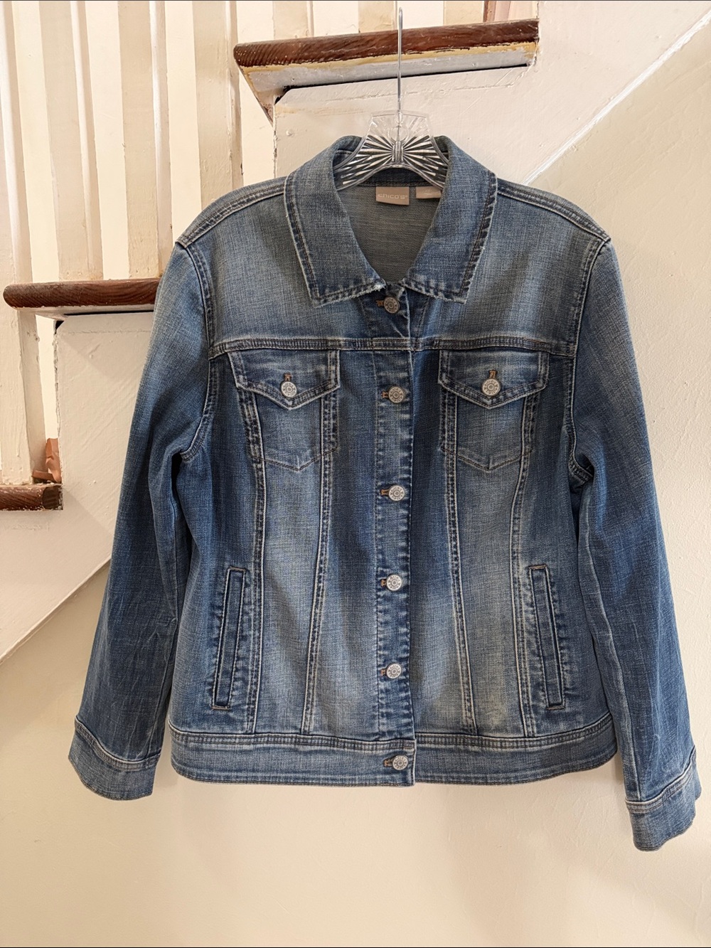 Chico's Medium Wash Blue Denim Jacket - Women's